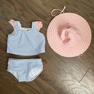 Ruffle Butts, swimsuit and hat, size 6-12 months